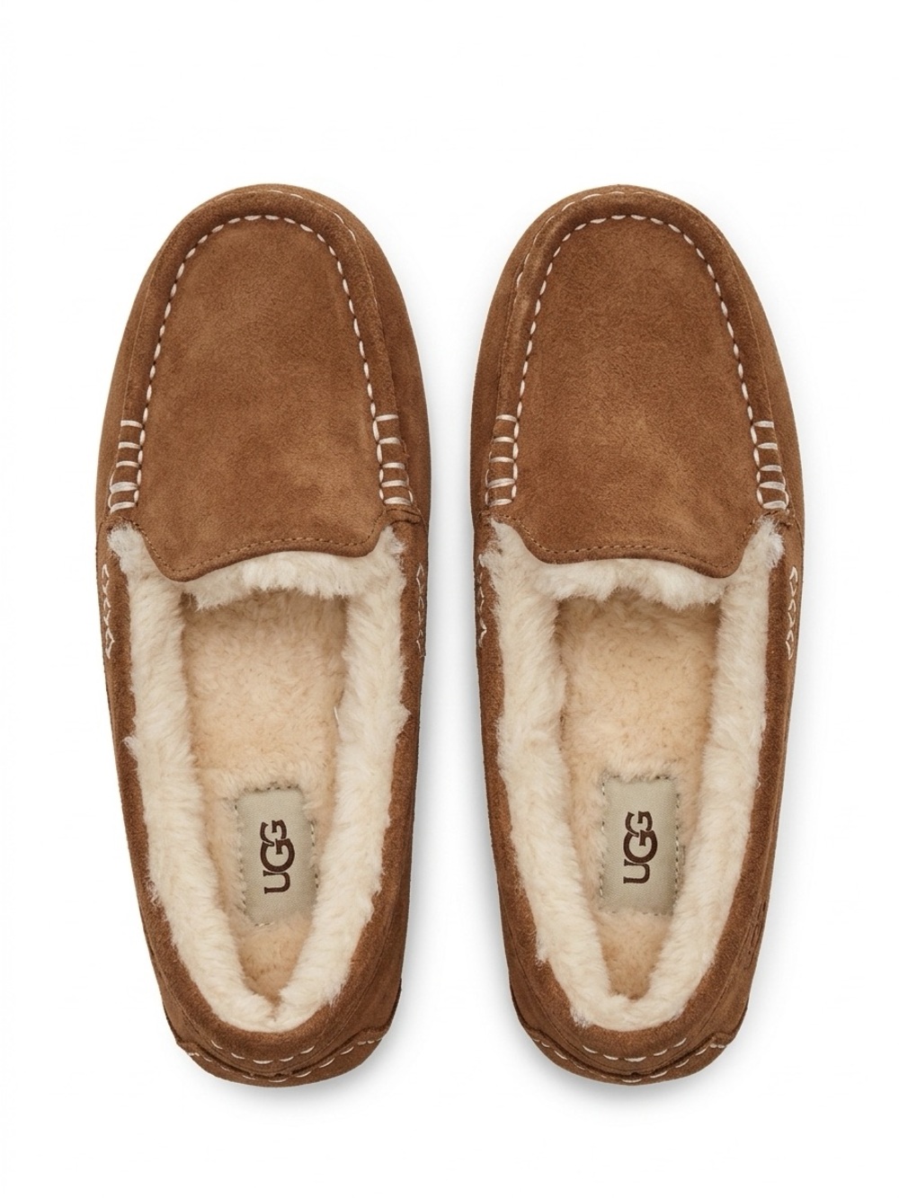 UGG Ansley Suede Lined Moccasin Slippers Chestnut Size 8